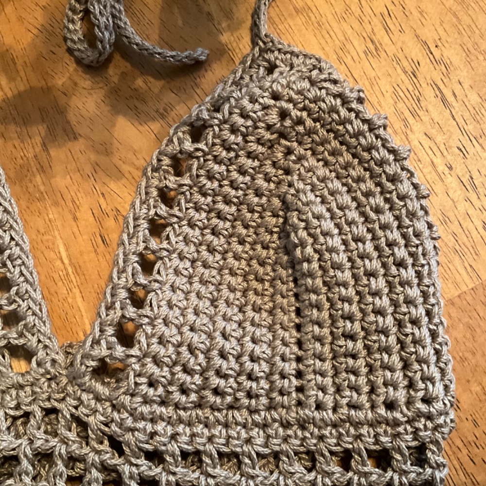 Handmade Crochet Halter Size Small Boho Bikini Bralette Off the Shoulder - Picture 4 of 7